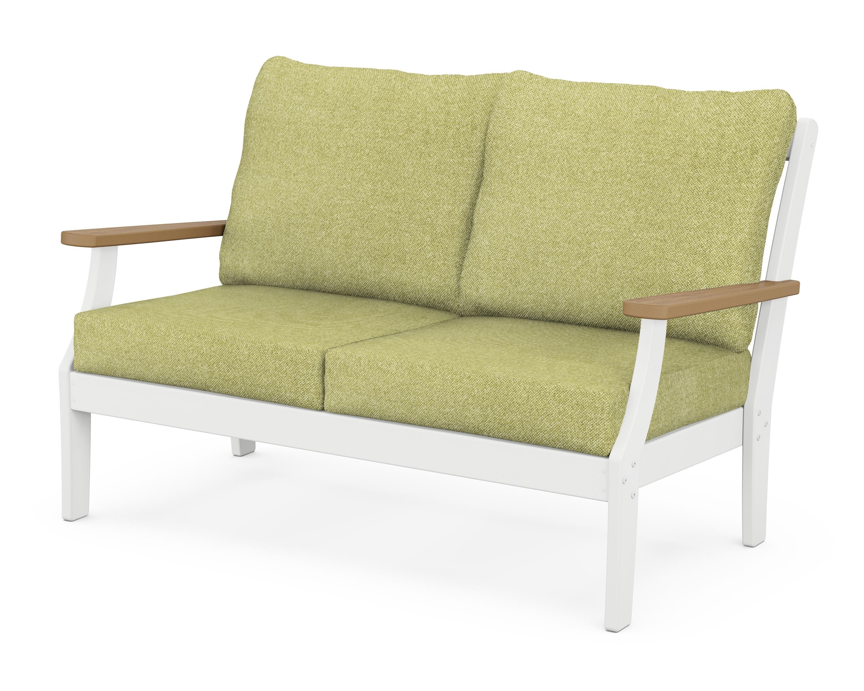 POLYWOOD® Braxton Deep Seating Loveseat in White / Natural / Chartreuse Boucle