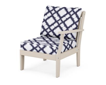 POLYWOOD® Braxton Modular Right Arm Chair in Sand / Trellis Navy