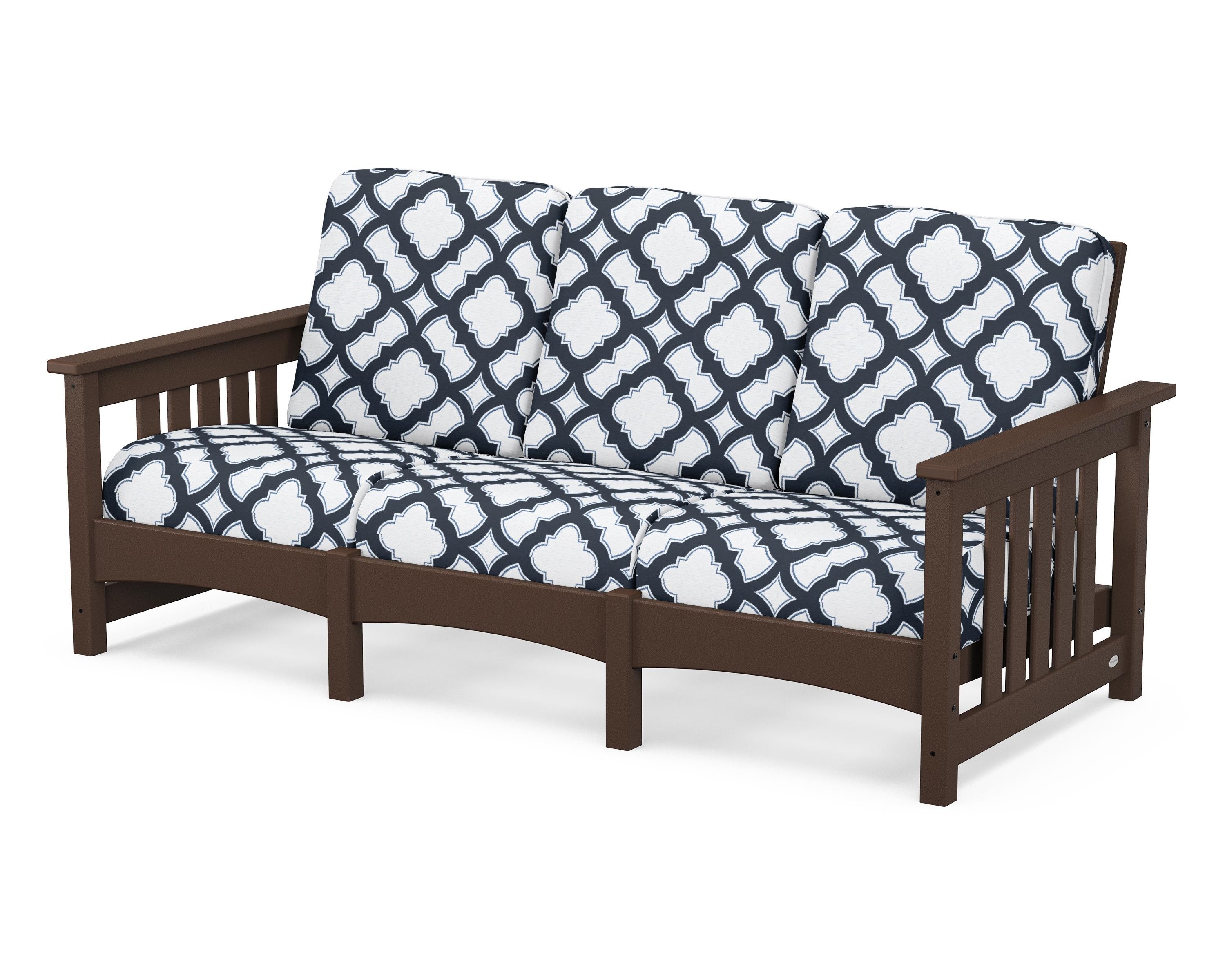 POLYWOOD® Club Mission Sofa in Mahogany / Trellis Marine Indigo