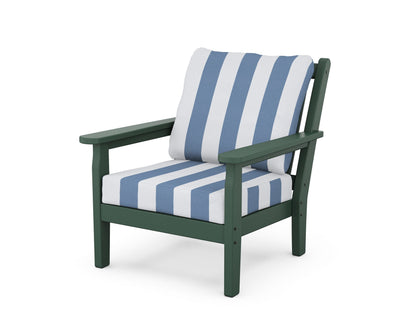 POLYWOOD® Chippendale Deep Seating Chair in Green / Cabana Stripe Sky Blue
