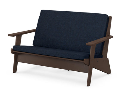 POLYWOOD® Riviera Modern Lounge Loveseat in Mahogany / Marine Indigo