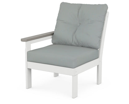 POLYWOOD® Vineyard Modular Left Arm Chair in White / Driftwood / Spa