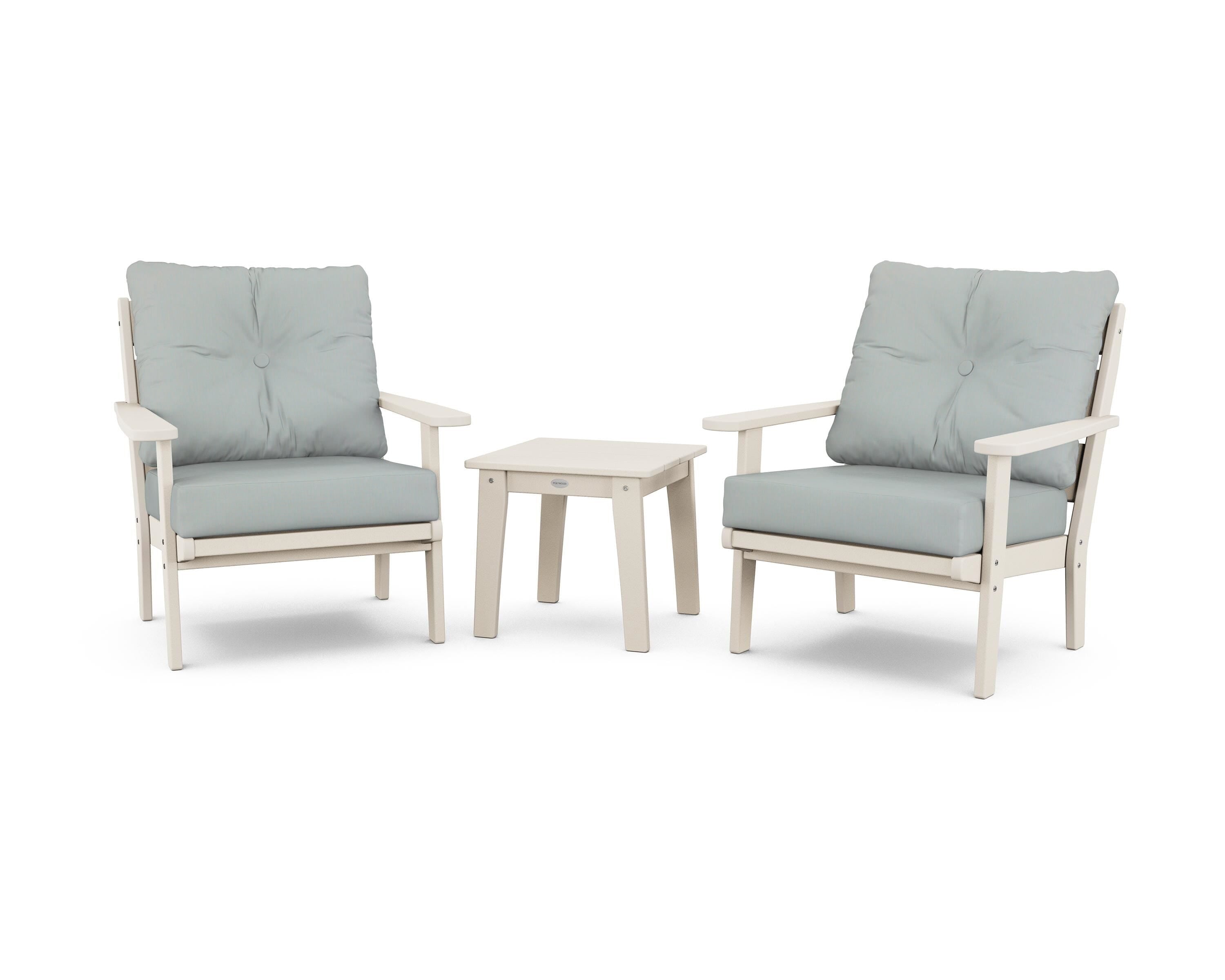 POLYWOOD® Lakeside 3-Piece Deep Seating Chair Set in Sand / Spa