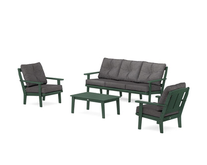 POLYWOOD® Mission 4-Piece Deep Seating Set with Sofa in Green / Ash Charcoal