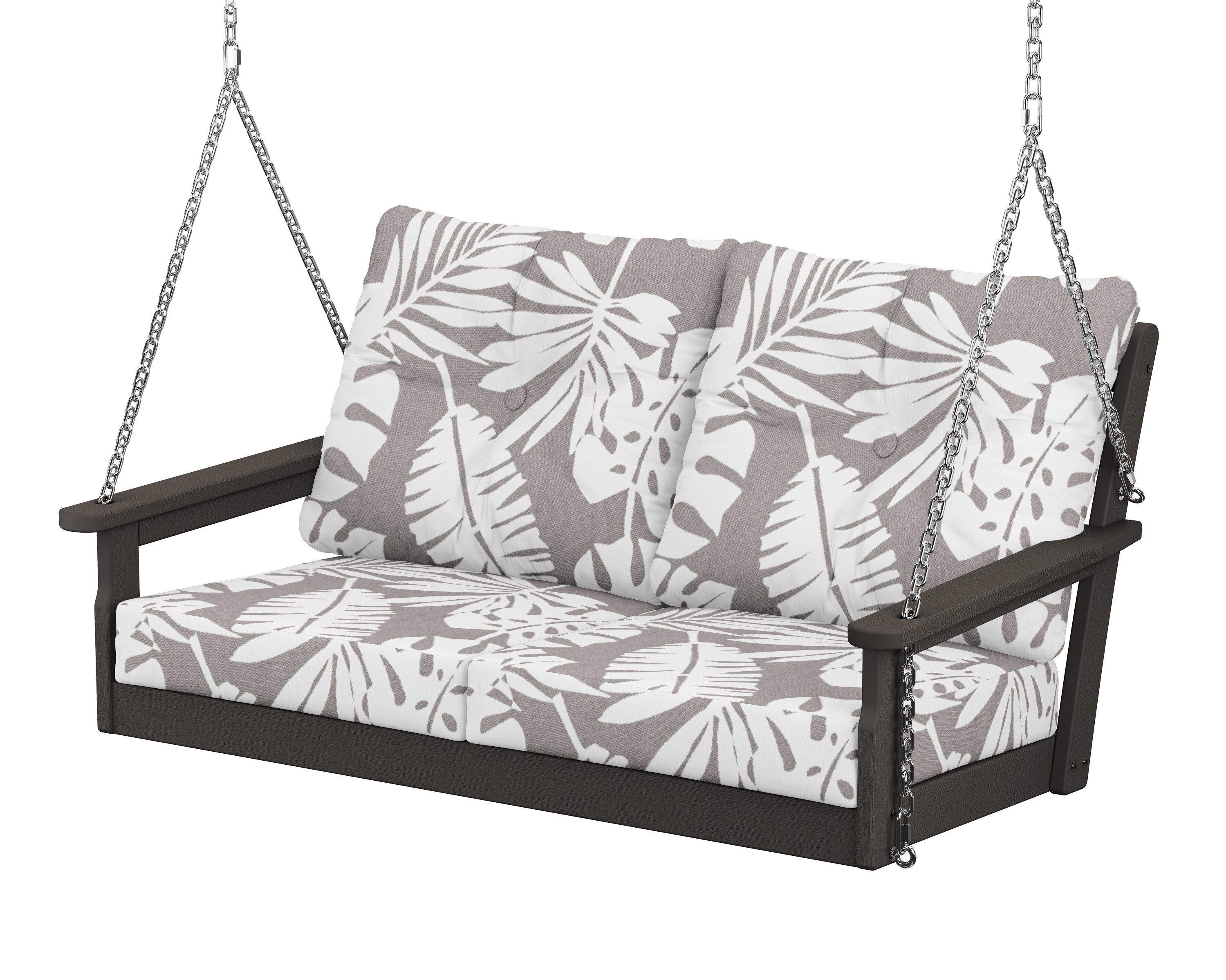 POLYWOOD® Vineyard Deep Seating Swing in Vintage Coffee / Leaf Grey Mist