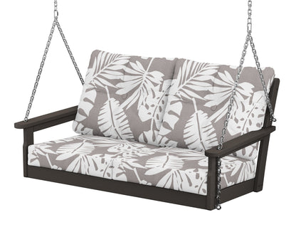 POLYWOOD® Vineyard Deep Seating Swing in Vintage Coffee / Leaf Grey Mist