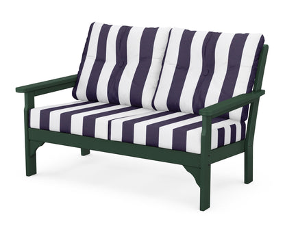 POLYWOOD® Vineyard Deep Seating Loveseat in Green / Cabana Stripe Navy