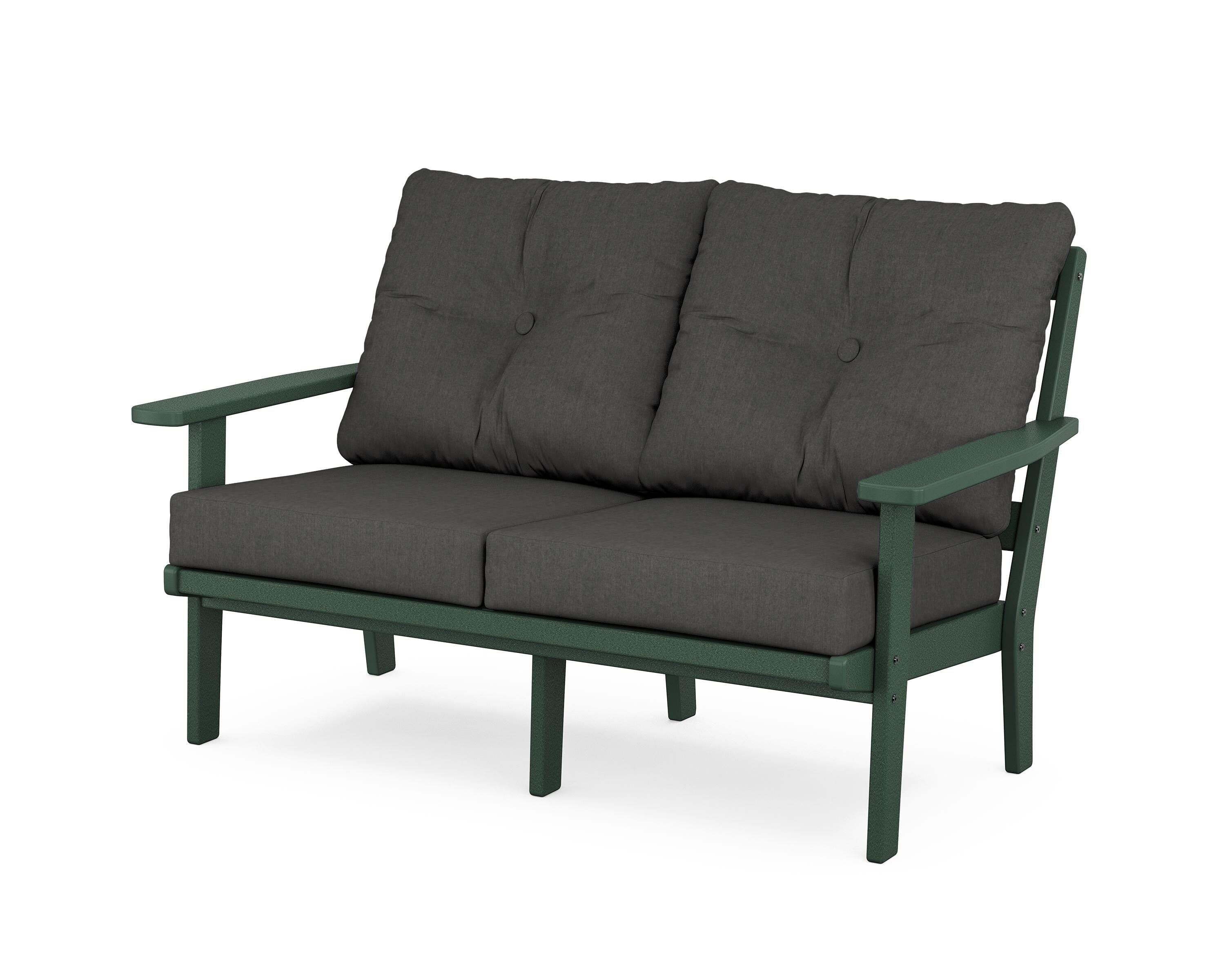 POLYWOOD® Oxford Deep Seating Loveseat in Green / Spectrum Carbon