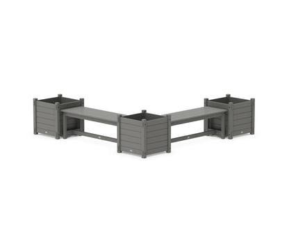 POLYWOOD® 48" Nautical L- Shaped Planter Bench Corner Set - Large in Slate Grey
