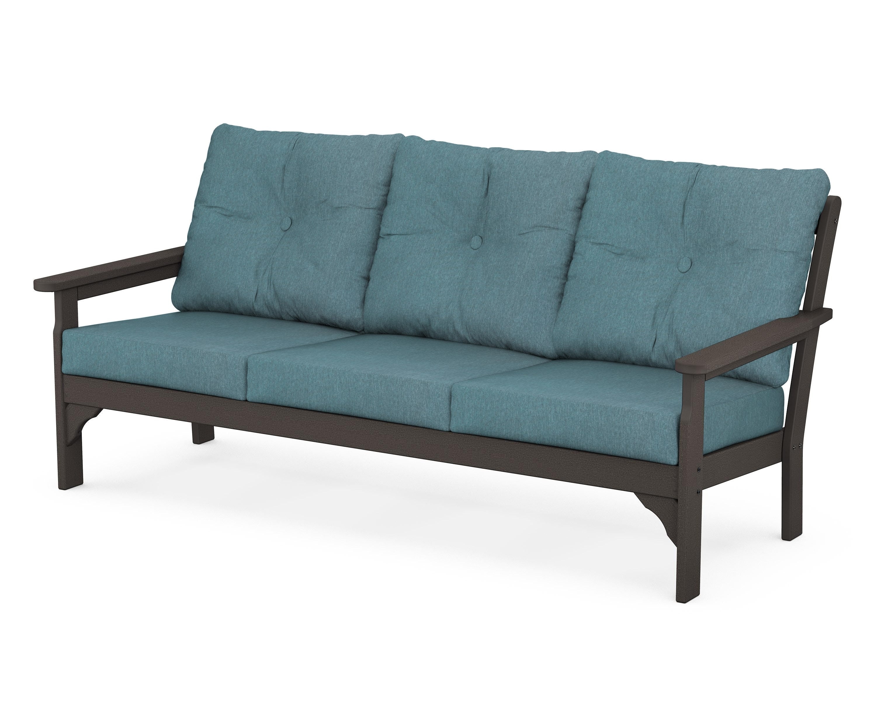 POLYWOOD® Vineyard Deep Seating Sofa in Vintage Coffee / Ocean Teal
