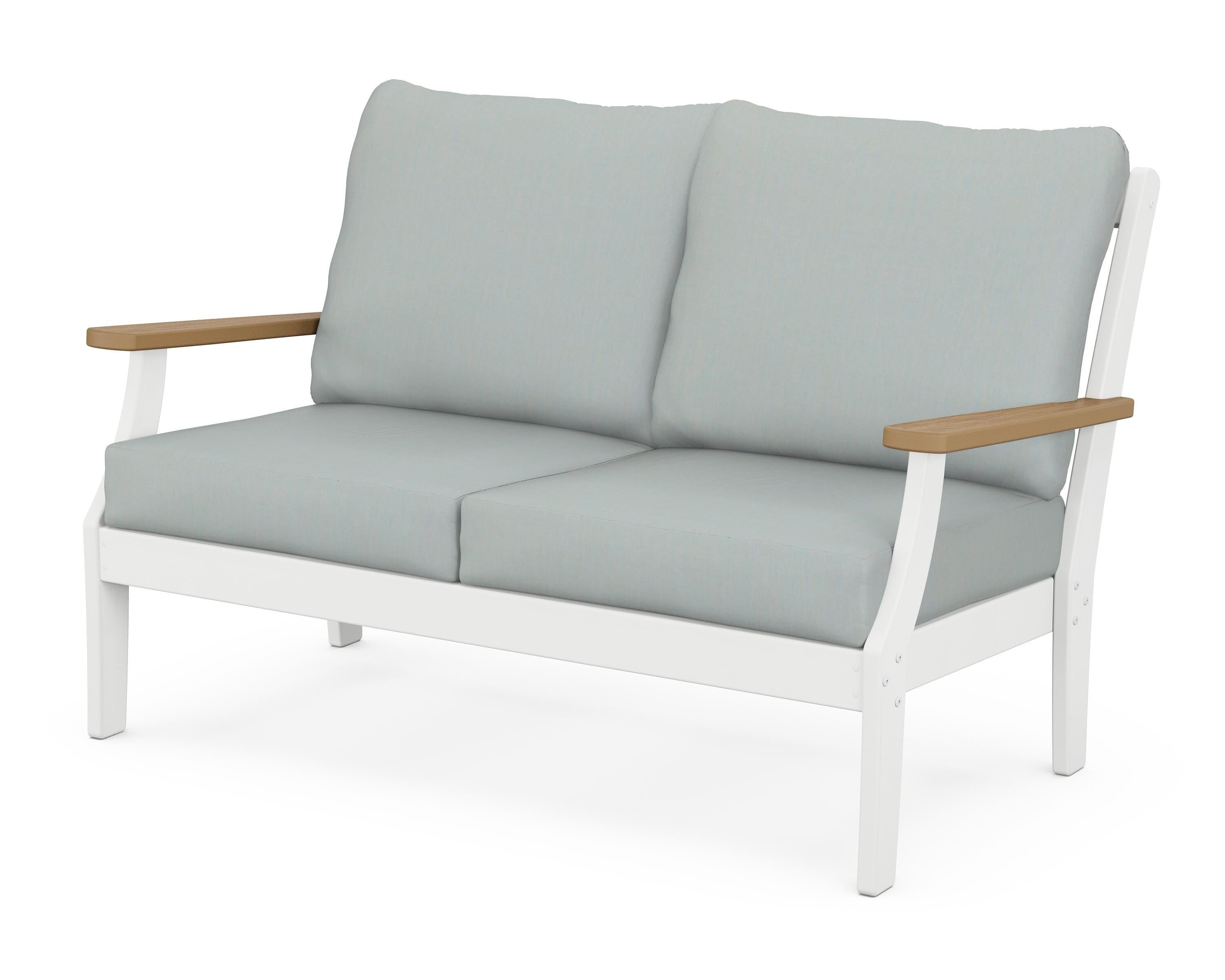 POLYWOOD® Braxton Deep Seating Loveseat in White / Natural / Spa