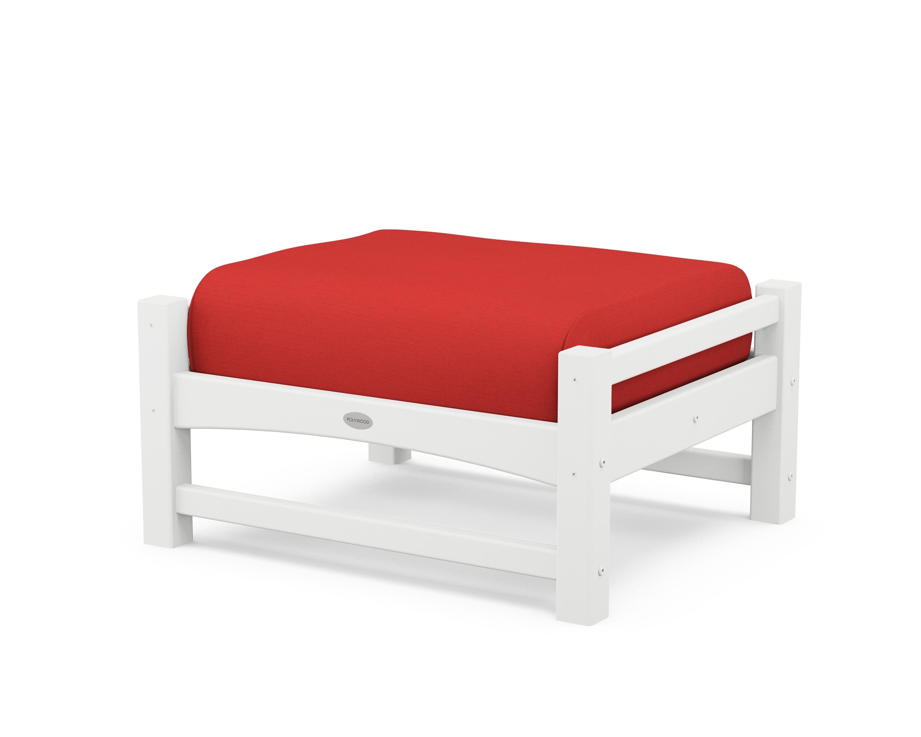 POLYWOOD® Club Ottoman in White / Crimson Linen