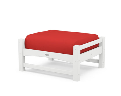 POLYWOOD® Club Ottoman in White / Crimson Linen