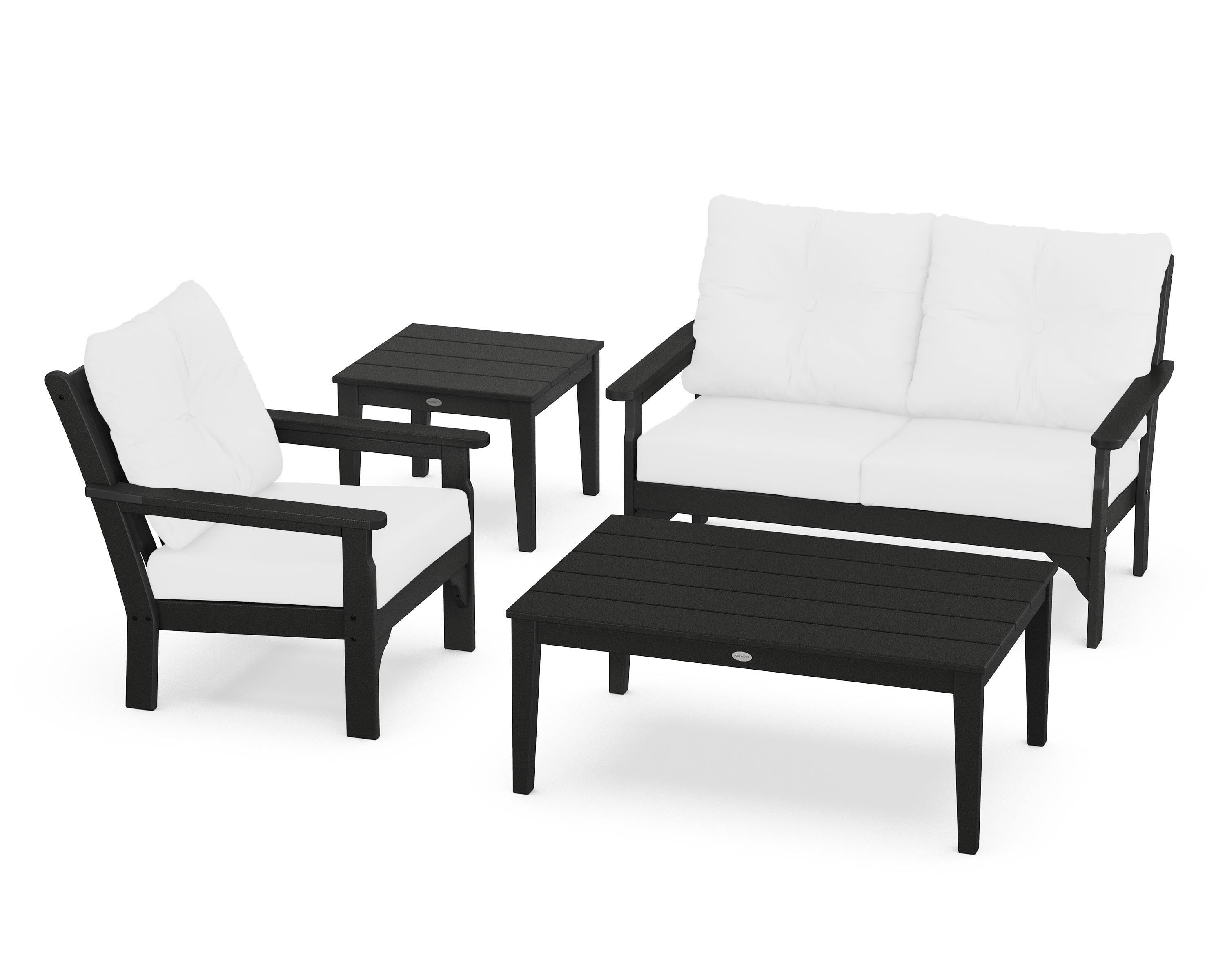 POLYWOOD® Vineyard 4-Piece Deep Seating Set in Black / Natural