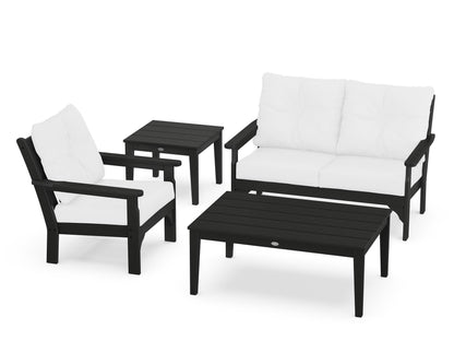 POLYWOOD® Vineyard 4-Piece Deep Seating Set in Black / Natural