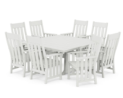 Martha Stewart by POLYWOOD® Acadia 9-Piece Square Farmhouse Dining Set with Trestle Legs in White