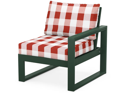 POLYWOOD® EDGE Modular Right Arm Chair in Green / Buffalo Plaid Crimson