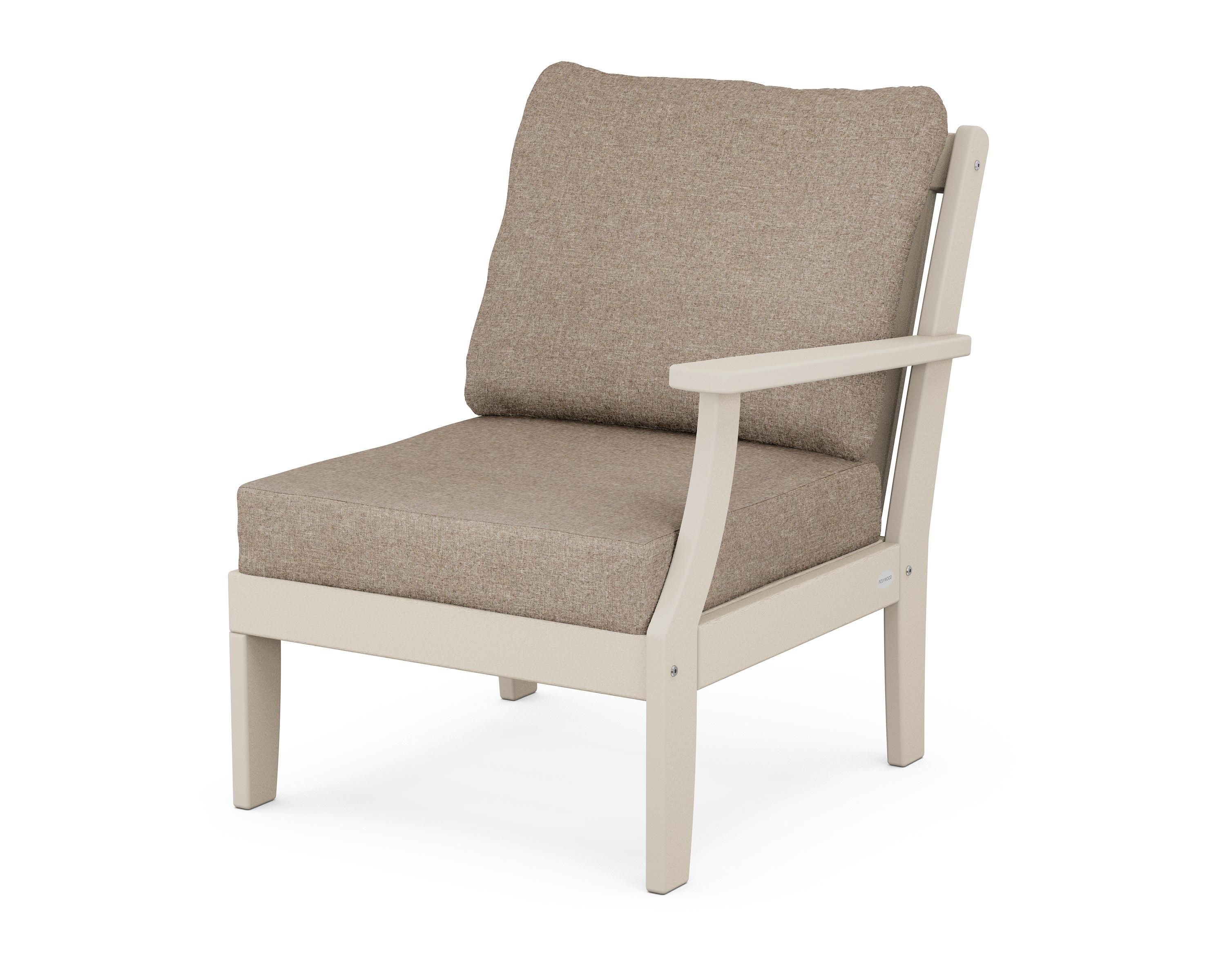 POLYWOOD® Braxton Modular Right Arm Chair in Sand / Spiced Burlap