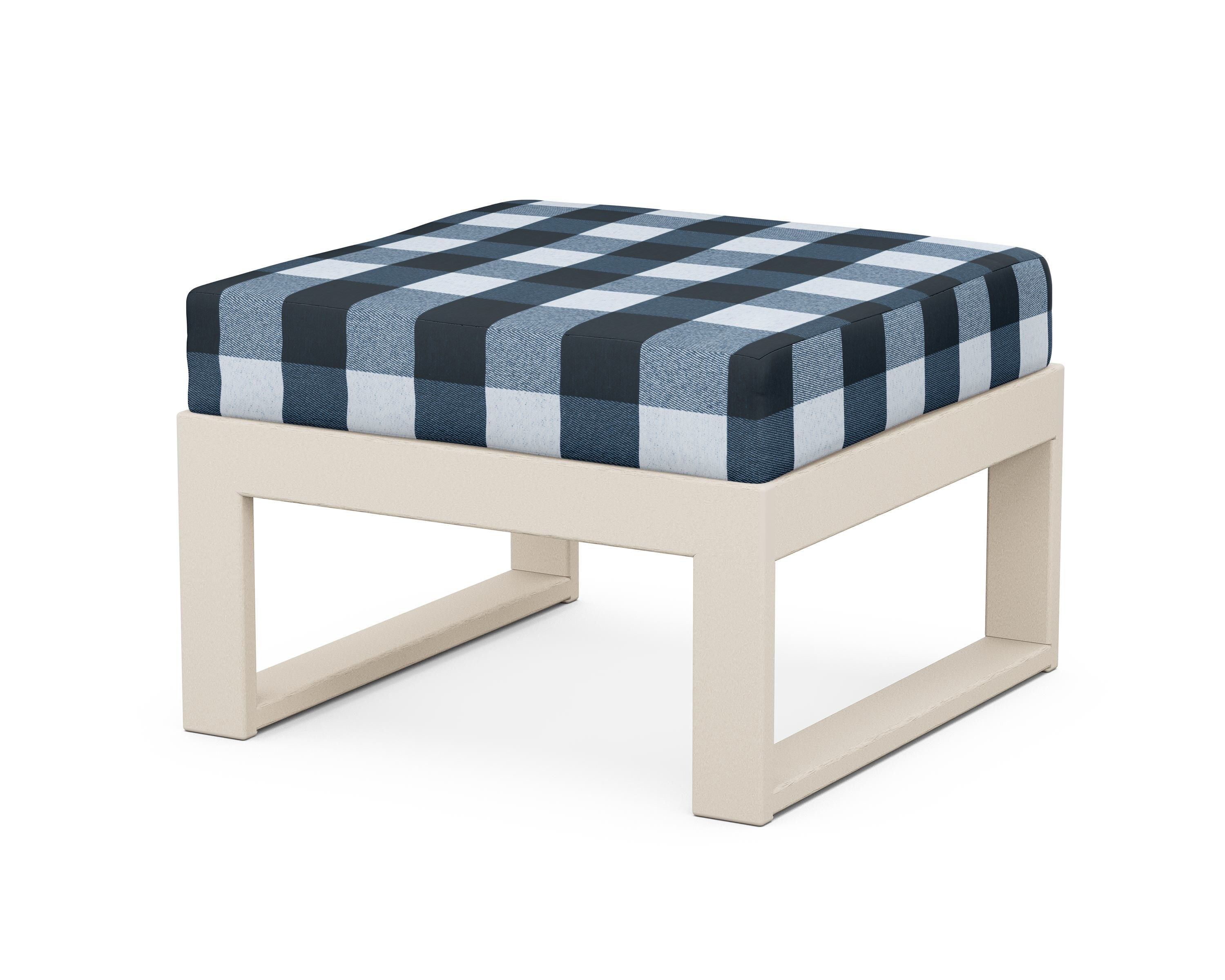 Unbranded Modular Ottoman - Modern in Sand / Buffalo Plaid Marine Indigo