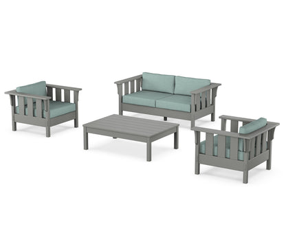 Martha Stewart by POLYWOOD® Acadia 4-Piece Deep Seating Set with Loveseat in Slate Grey / Glacier Spa
