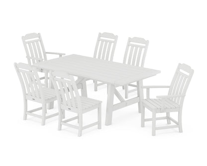 Country Living Cottage 7-Piece Rustic Farmhouse Dining Set in White