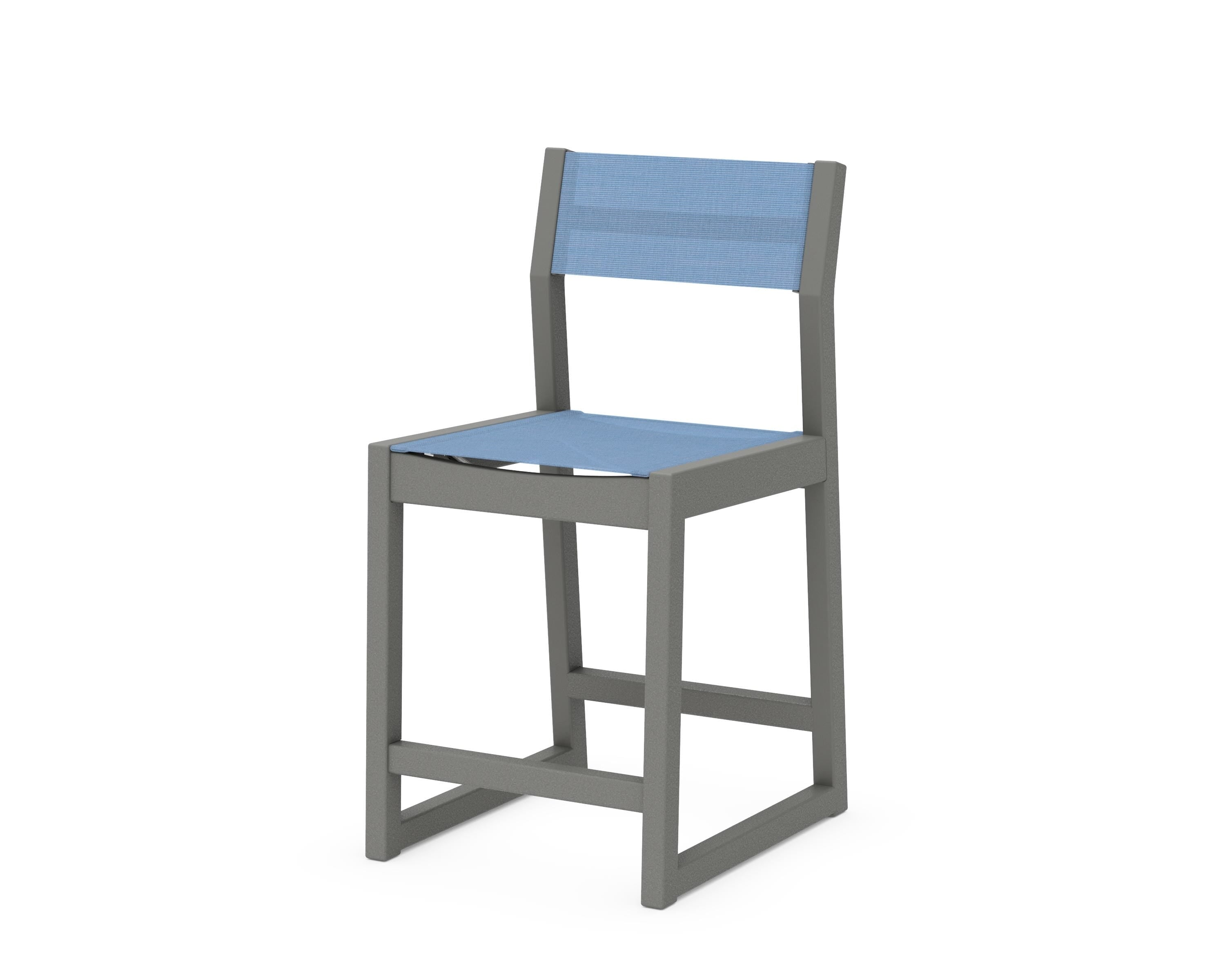 POLYWOOD® EDGE Sling Counter Side Chair in Slate Grey / Poolside Sling