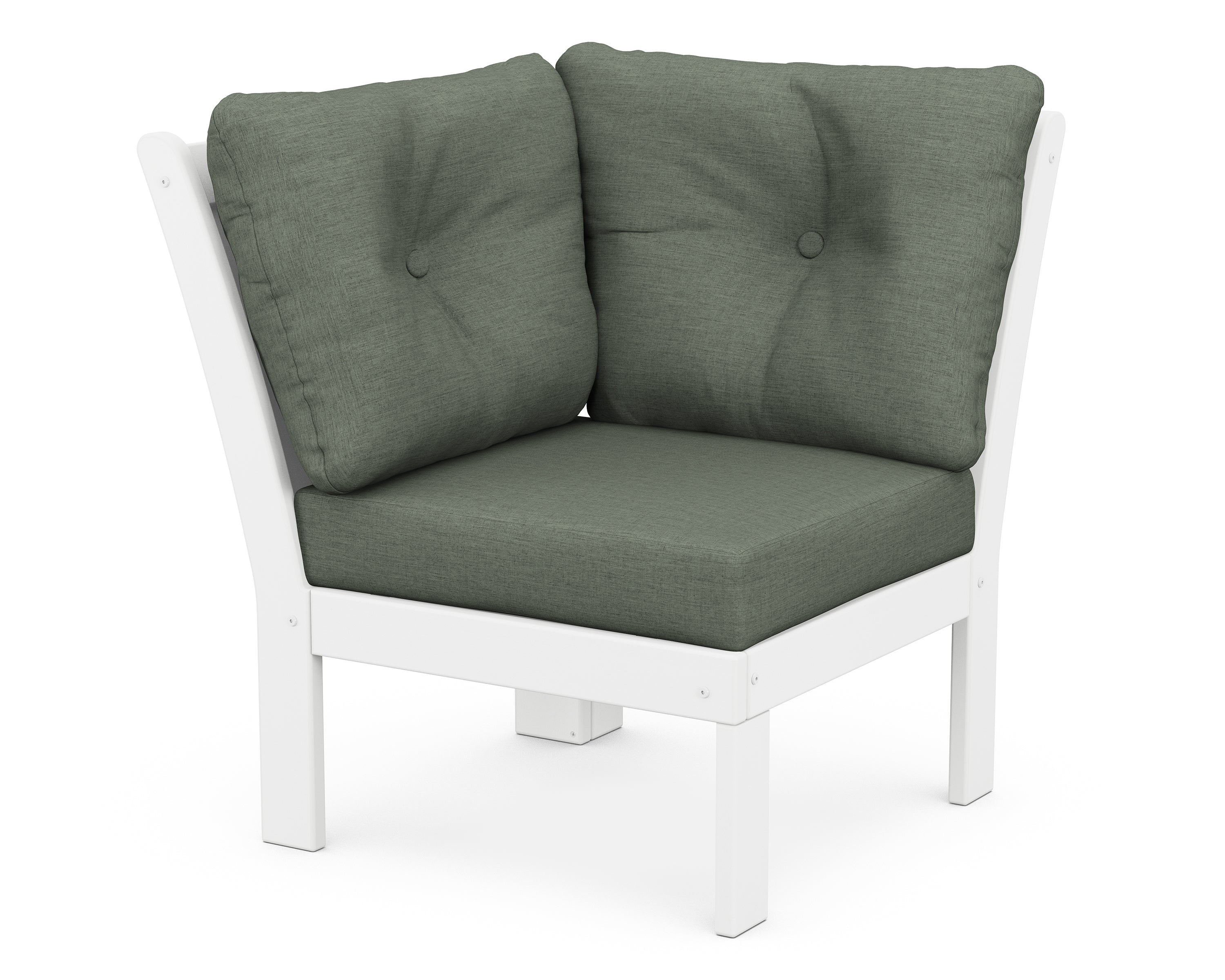 POLYWOOD® Vineyard Modular Corner Chair in White / Cast Sage