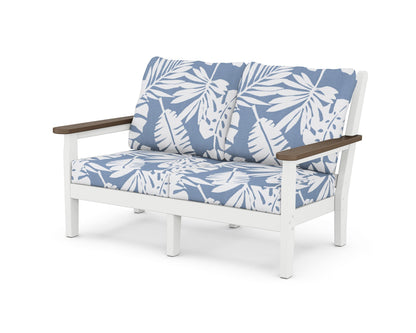 POLYWOOD® Chippendale Deep Seating Loveseat in White / Kona / Leaf Sky Blue