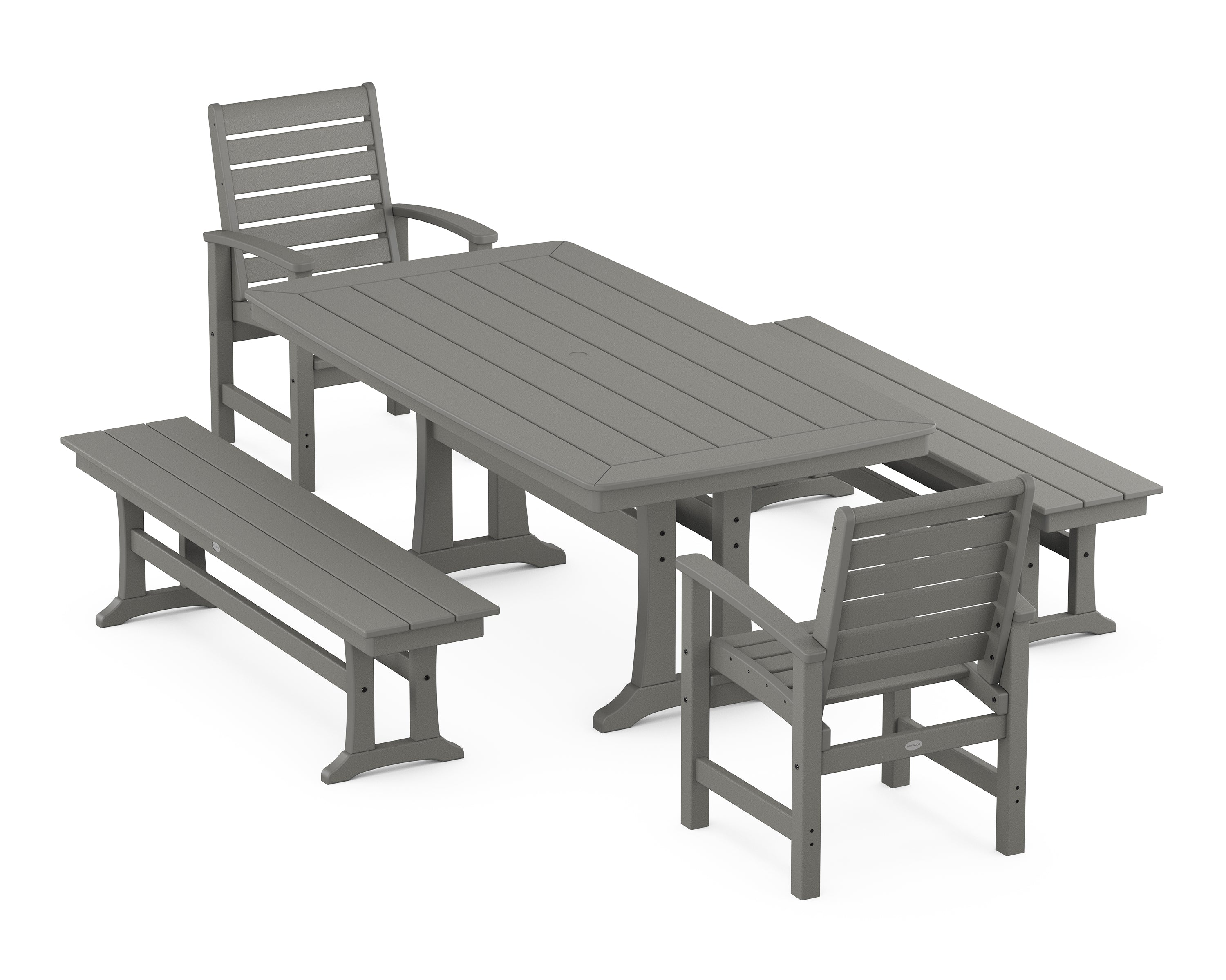 POLYWOOD® Signature 5-Piece Dining Set with Trestle Legs in Slate Grey