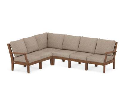 POLYWOOD® Braxton Modular 6-Piece Deep Seating Set in Teak / Spiced Burlap