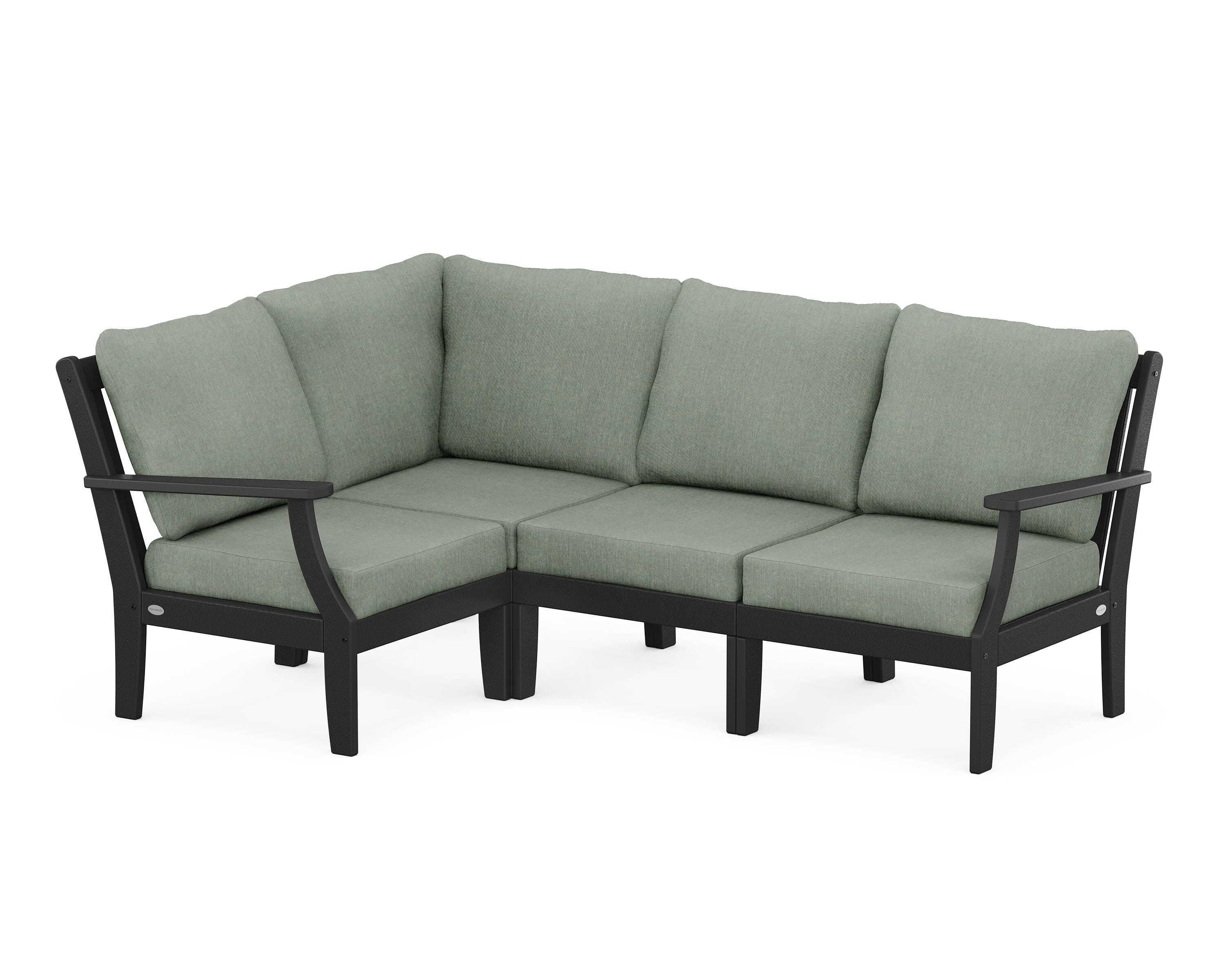 POLYWOOD® Braxton Modular 4-Piece Deep Seating Set in Black / Cast Sage