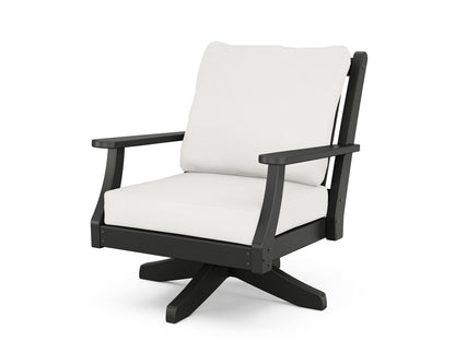 Country Living Wovendale Deep Seating Swivel Chair in Black / Natural Linen