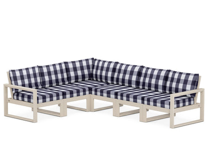 POLYWOOD® EDGE 6-Piece Modular Deep Seating Set in Sand / Buffalo Plaid Navy