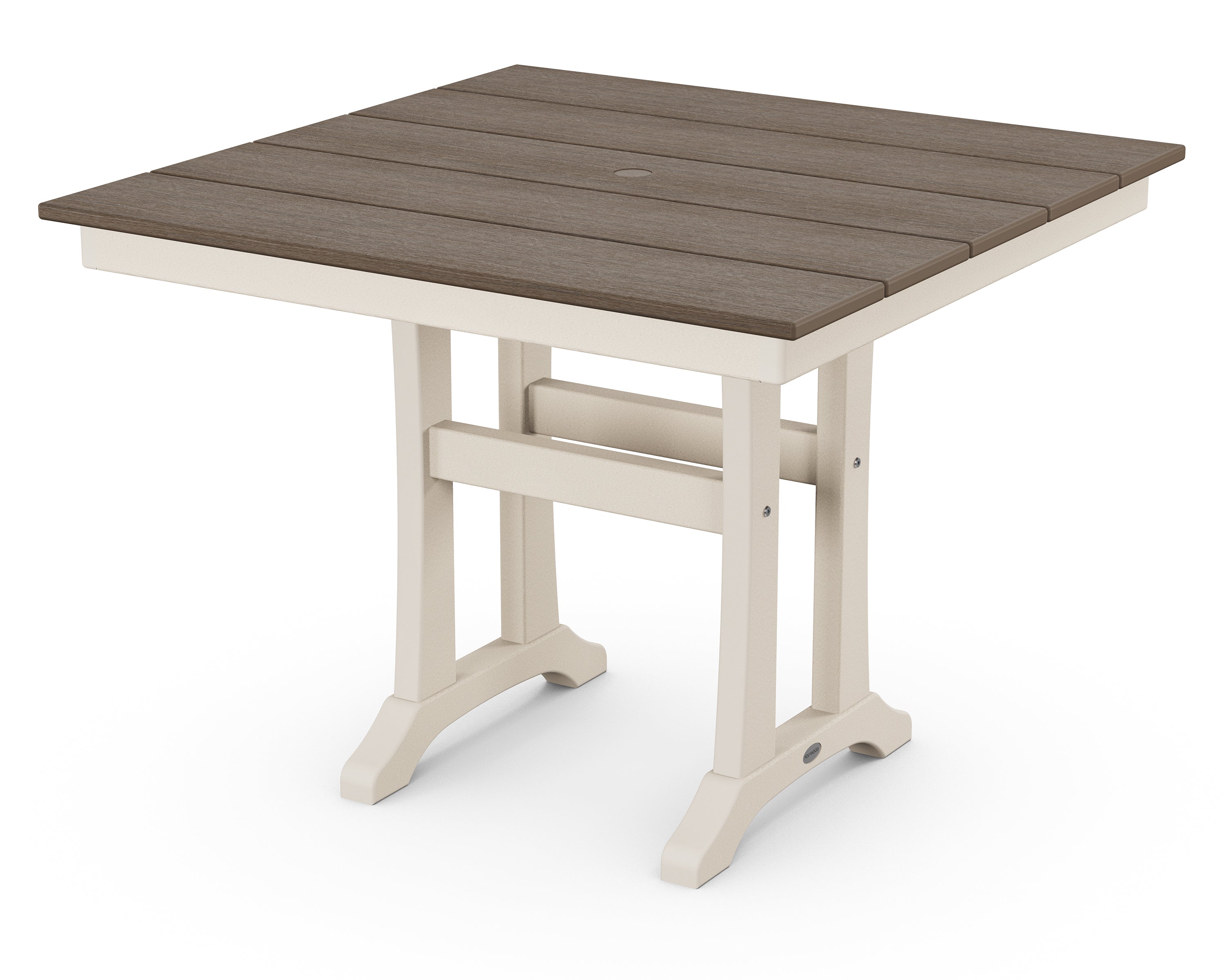 POLYWOOD® Farmhouse Trestle 37" Dining Table in Sand / Kona