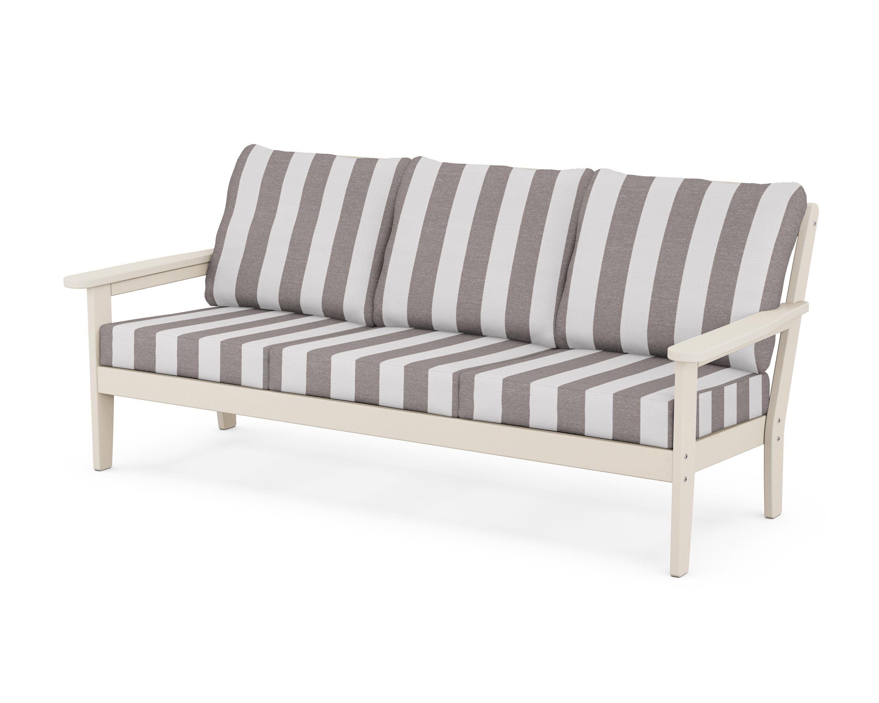 Country Living Cottage Deep Seating Sofa in Sand / Cabana Stripe Grey Mist