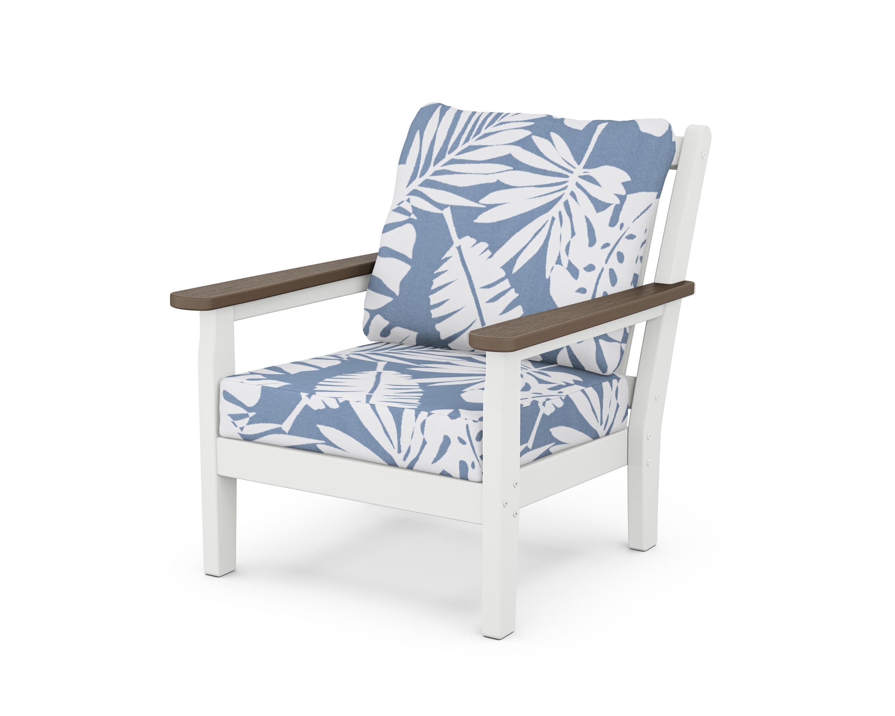 POLYWOOD® Chippendale Deep Seating Chair in White / Kona / Leaf Sky Blue