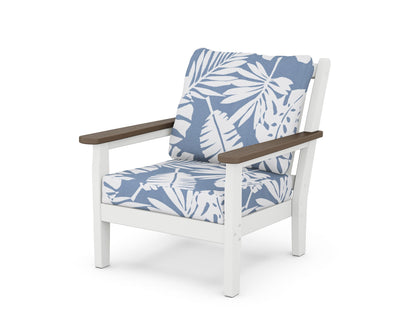 POLYWOOD® Chippendale Deep Seating Chair in White / Kona / Leaf Sky Blue