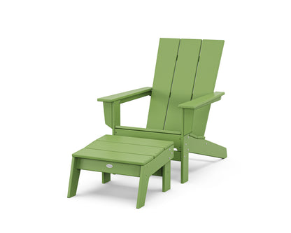 POLYWOOD® Modern Studio Adirondack Chair with Ottoman in Lime