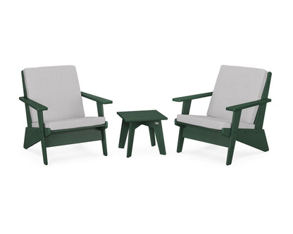 POLYWOOD® Riviera Modern Lounge 3-Piece Set in Green / Granite