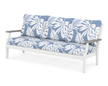 POLYWOOD® Braxton Deep Seating Sofa in White / Driftwood / Leaf Sky Blue