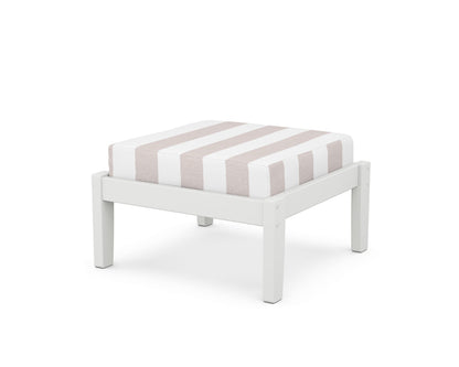 Unbranded Deep Seating Ottoman in White / Cabana Stripe Dune Burlap