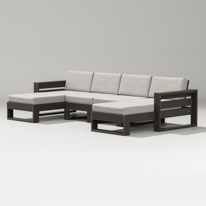 PW Designer Series Latitude Double Chaise Sectional in Vintage Coffee / Cast Ash