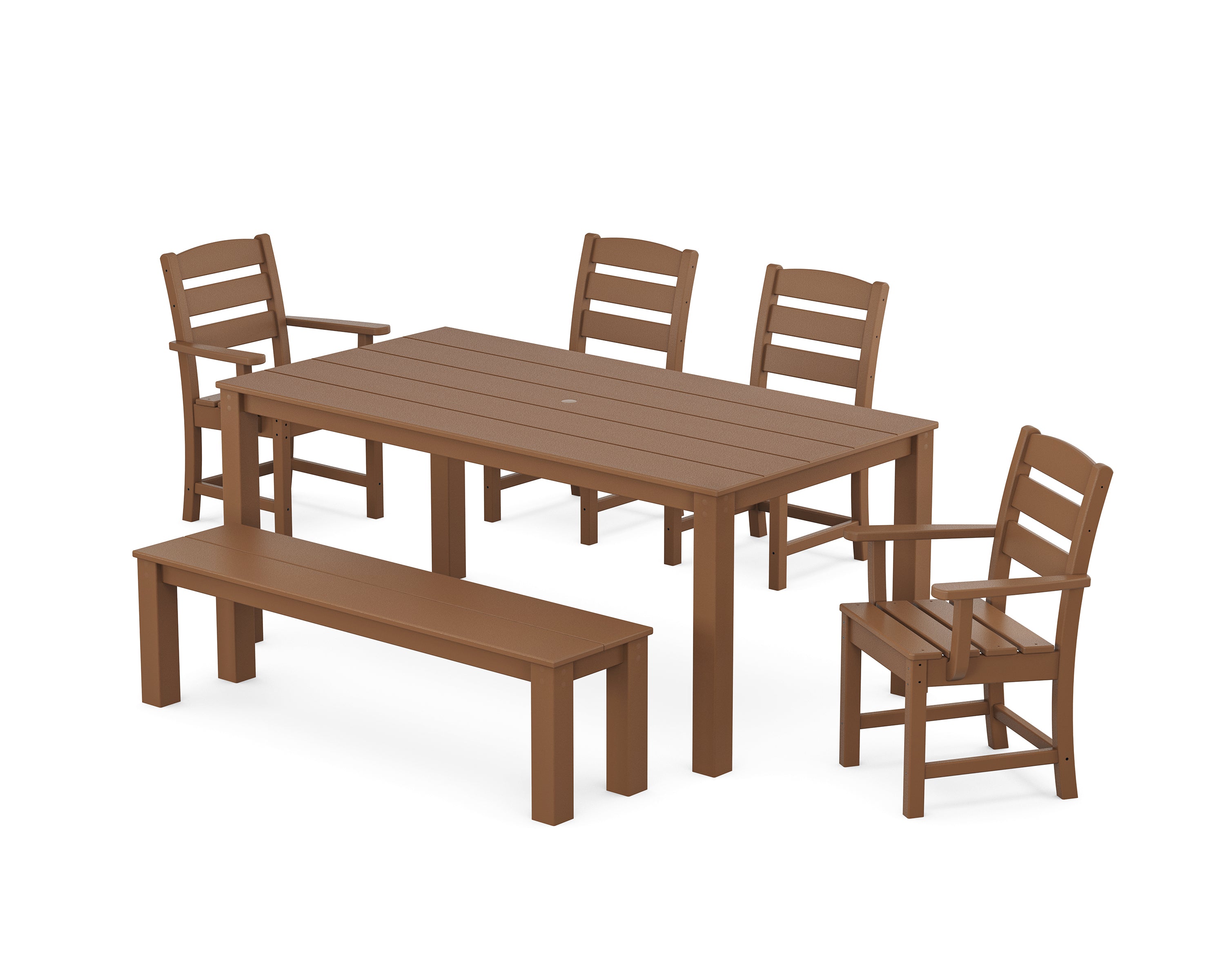POLYWOOD® Lakeside 6-Piece Parsons Dining Set with Bench in Teak