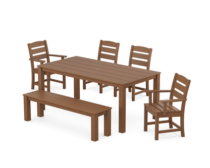 POLYWOOD® Lakeside 6-Piece Parsons Dining Set with Bench in Teak