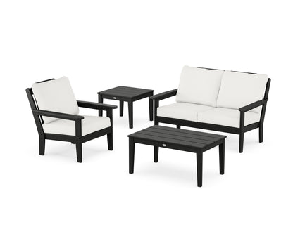 Country Living Wovendale 4-Piece Deep Seating Set in Black / Natural Linen