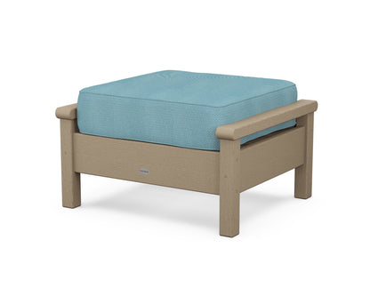 POLYWOOD® Harbour Deep Seating Ottoman in Vintage Sahara / Lattice Sky Blue
