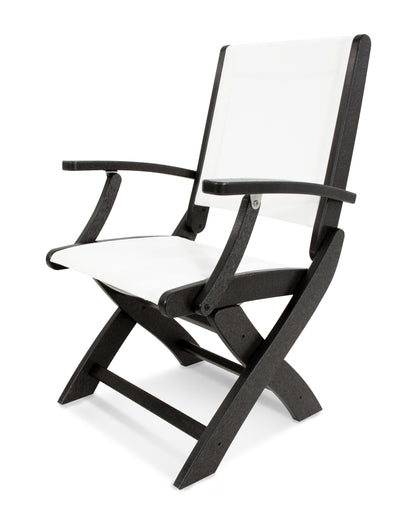 POLYWOOD® Coastal Folding Chair in Black / White Sling
