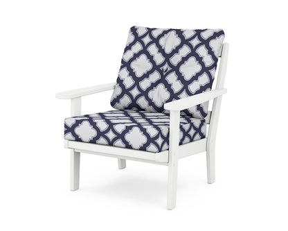 POLYWOOD® Mission Deep Seating Chair in White / Trellis Navy