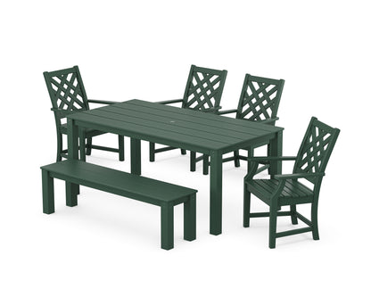 Country Living Wovendale 6-Piece Parsons Dining Set with Bench in Green