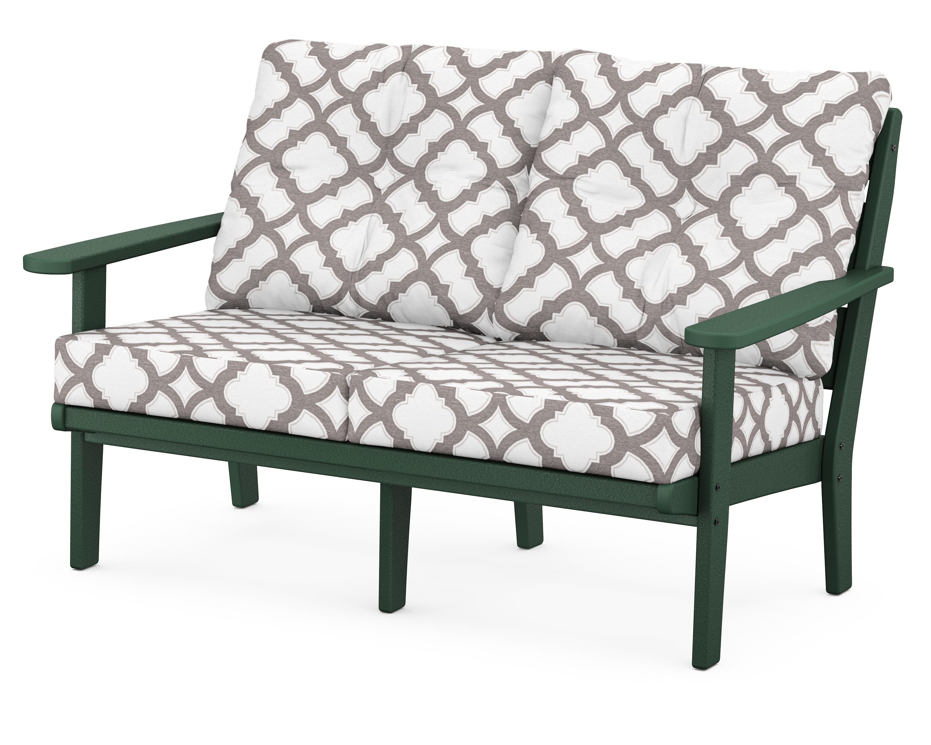 POLYWOOD® Lakeside Deep Seating Loveseat in Green / Trellis Grey Mist